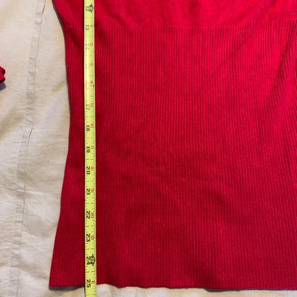 Candies Rich Red Twist Front Sweetheart Neck Fitted Sweater Top - Picture 8 of 8